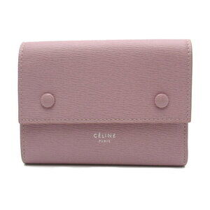 Celine Flap Multi Function Tri Fold Wallet Purple Leather